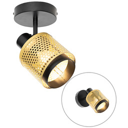 Industrialny reflektor czarny ze złotem - Kayden