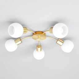 Lampa sufitowa Lindby Elaina, Ø54 cm, 5-punktowa, mosiądz,