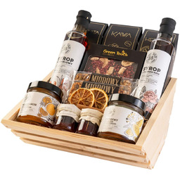 Kosz prezentowy zestaw herbat skrzynka kawa czekolada syropy