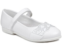 Buty komunijne dla dziewczynki białe z cekinami Wojtyłko