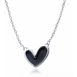 Rodowany srebrny naszyjnik gwiazd celebrytka serce serduszko czarna