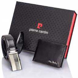 Skórzany Pasek Męski+Cienki Portfel Pierre Cardin