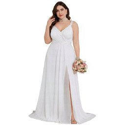 PLUS SIZE SUKNIA ŚLUBNA BIAŁA Z KORONKĄ