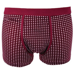 Bordowe, Czerwone Męskie Bokserki, Obcisłe w Kratę Pako