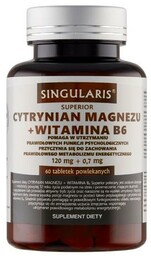 SINGULARIS Cytrynian magnezu + Witamina B6, 60 tabletek