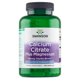 SWANSON Cytrynian Wapnia + Magnez, 150 kapsułek
