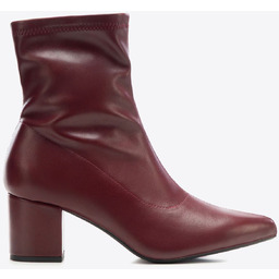 Dopasowane damskie botki na słupku bordowe