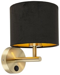 QAZQA Klasyczna lampa ścienna złota z czarnym aksamitnym