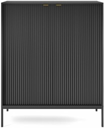 Komoda Nova czarna (K104), fronty ryflowane, czarny stelaż