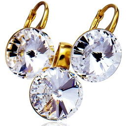 Piękny Komplet Kryształy Crystal Paris Gold Złote Srebro
