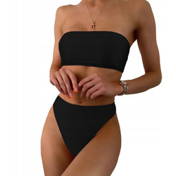 Strój Kąpielowy Dwuczęściowy Bikini Figi Wysoki Stan Opaska