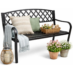 Edinos Premium Czarna ławka z ażurowym oparciem