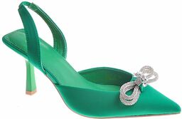 Zjawiskowe zielone szpilki z kokardą