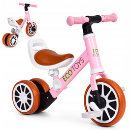 Rowerek trójkołowy biegowy z pedałami 2w1 różowy Ecotoys
