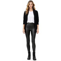 ALLSAINTS CZARNE LEGGINSY Z WYSOKIM STANEM EKO SKÓRA