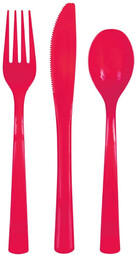 Sztućce plastikowe czerwone - 18 szt.