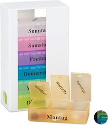 Relaxdays Pudełko na tabletki, 7 dni, tygodniowe puszki