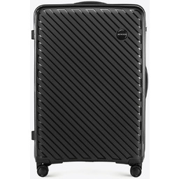 Duża walizka z polipropylenu w tłoczone paski czarna