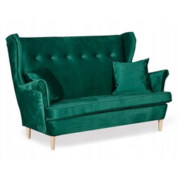Sofa 2 os Uszak butelkowa zieleń WATERPROOF welur