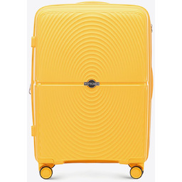 Średnia walizka z polipropylenu w okręgi żółta