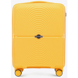 Mała walizka z polipropylenu w okręgi żółta