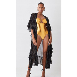 KAREN MILLEN KIMONO PLAŻOWE WIĄZANE CZARNE 44 Y1F