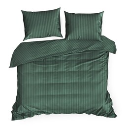 Eurofirany Pościel satynowa 160x200 Vera zielona ciemna adamaszkowa