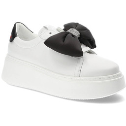 Chebello Białe Sneakersy Modne Buty Damskie Z Kokardą