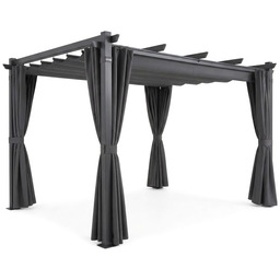 Aluminiowa pergola ogrodowa 3x4m Zasłony Szary
