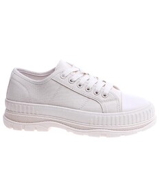 Beżowe niskie damskie trampki na platformie