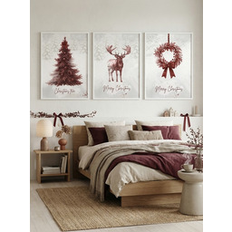 Pakamera Zestaw 3 plakatów Burgundy Xmas
