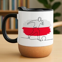 Kubek ceramiczny biały z przykrywką dla kibica piłkarza