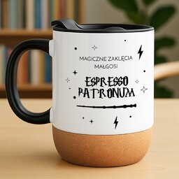 Kubek ceramiczny biały z przykrywką dla fana Harrego