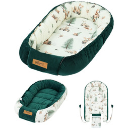 Kokon niemowlęcy Flumi dwustronne gniazdko dla dzieci, zielony