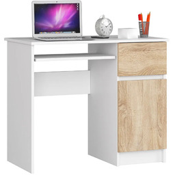 Edinos Biurko białe dąb sonoma z półkami B9-L58