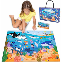 BONNYCO Ogromna Podłogowa Układanka ze Zwierzętami Oceanu, 48