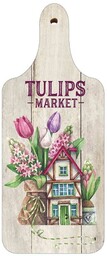 Bohemia Gifts Drewniana deska dekoracyjna Tulips Market