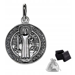 Medalik srebrny pr.925 Klasyczna Oksydowana Zawieszka Święty Benedykt