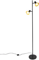 QAZQA Nowoczesna lampa podłogowa czarna ze złotym 2-źródła