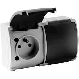 Gniazdo podwójne z uziemieniem natynkowe IP44 popiel/grafit 162-08-DRV