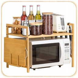 Półka Na Mikrofalówkę Stojak Kuchenny Bambusowy Drewniany Regał