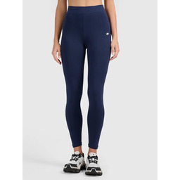 Legginsy treningowe bawełniane damskie granatowe 4F Granatowy XS