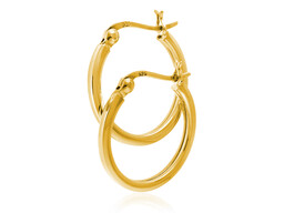 Eleganckie klasyczne pozłacane srebrne kolczyki gładkie koła kółka