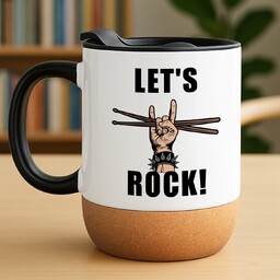 Kubek ceramiczny biały z przykrywką dla perkusisty muzyka