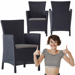 Fotel Krzesło Ogrodowe Iowa Grafit Technorattan Keter