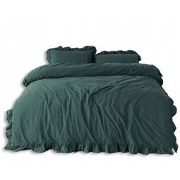 Pościel Zieleń StoneWASHED Bawełna Falbana 200x220