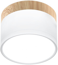Lampa sufitowa oprawa biała/drewniana LED 9W Tuba Candellux