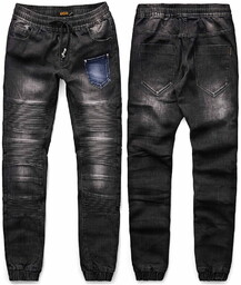 Spodnie jeansowe męskie joggery czarne Recea