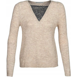 Only Damski Sweter Beżowy z Koronką Dzianinowy L