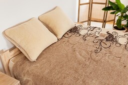 Kampol Poduszka merynos 40x60 Kremowa naturalna, lamówka cappuccino